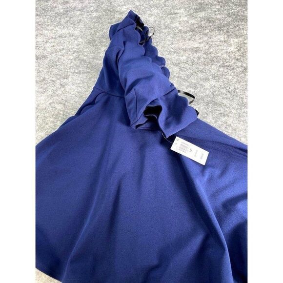 B Darlin Blue Scallop Off The Shoulder Fit Flare Dress Sz 7‎ NEW - Picture 5 of 13